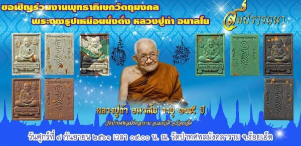 พระผงรุ่นมหาสมปรารถนา หลวงปู่ถ้า วัดป่าทศพลมังคลาราม จ.ร้อยเอ็ด ฝังตะกรุดเมตตา พลอยเสก โรยมวลสารเนื้อดำอมฤตพิชิตโชค ปี 2561 - Image 6